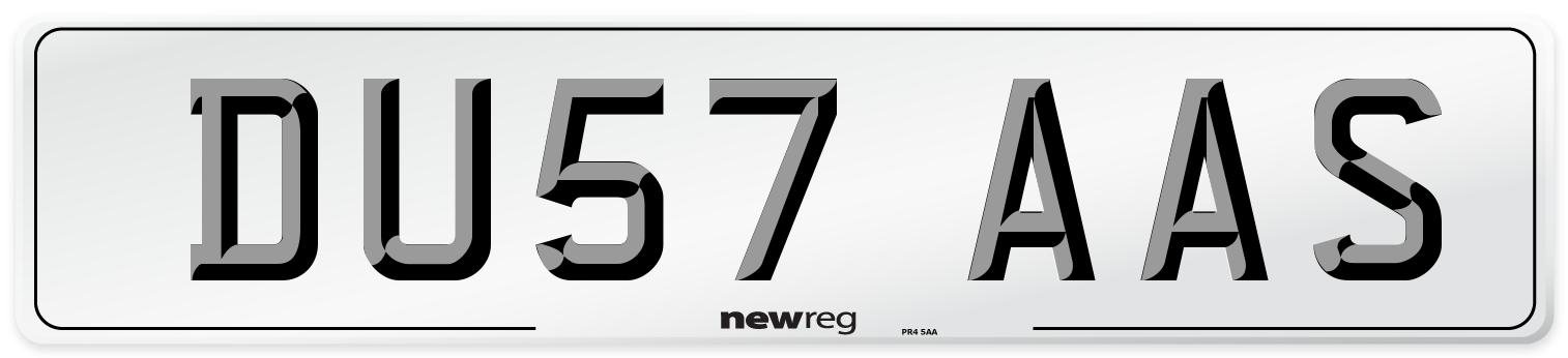 DU57 AAS Number Plate from New Reg